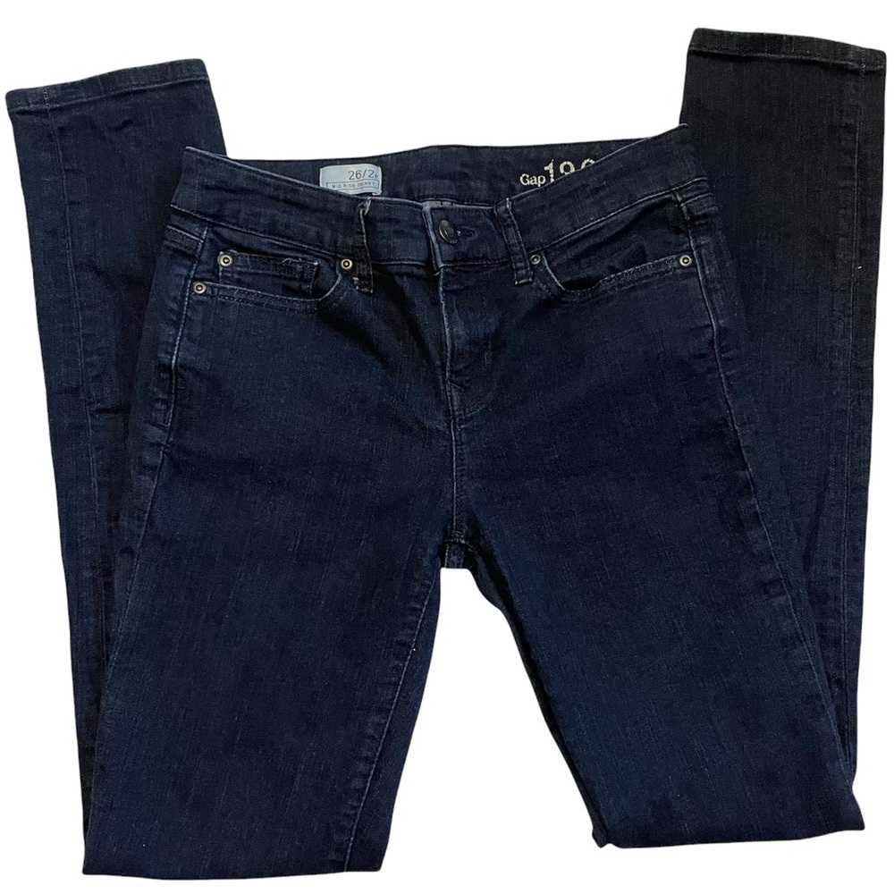 GAP 1969 Mid-Rise Skinny Dark Denim Blue Jeans Size 26/2R Regular Fit